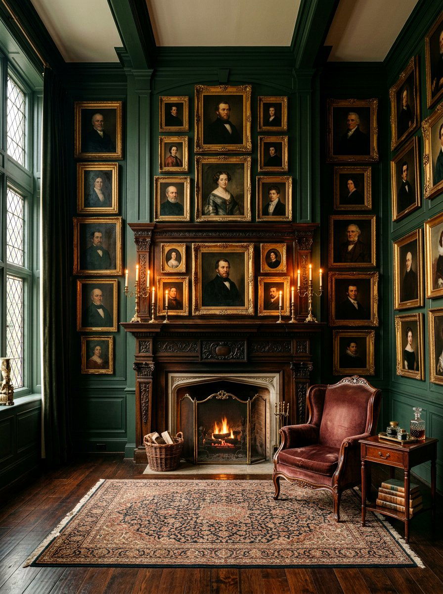 Vintage Portrait Gallery - 30 Halloween mantel decor ideas