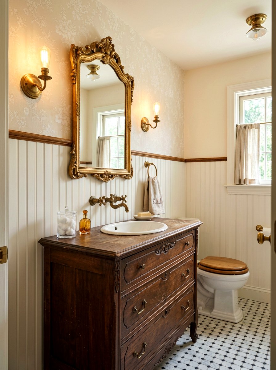 Vintage Powder Room - 30 powder room ideas