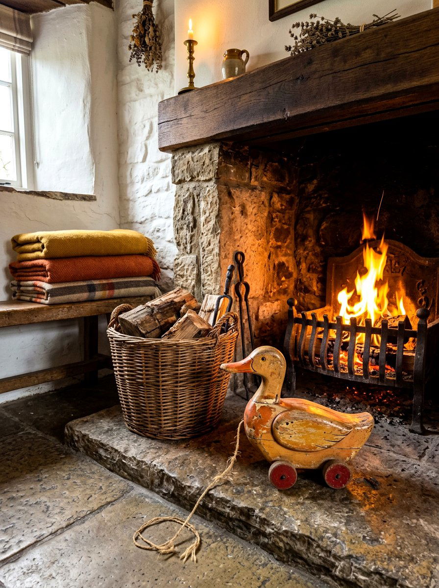 Vintage Pull Toy Fireplace Hearth - 30 vintage toy decor ideas