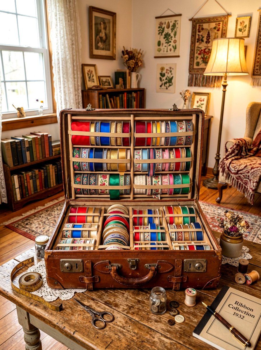 Vintage Ribbon Case - 30 ribbon storage ideas
