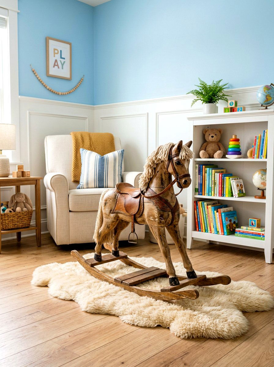 Vintage Rocking Horse Nursery Playroom - 30 French nursery decor ideas