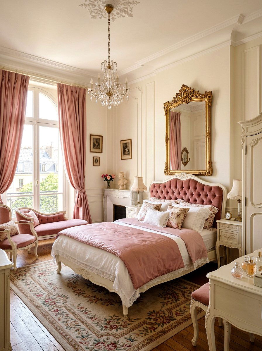 Vintage Rose French Bedroom - 30 pink bedroom ideas