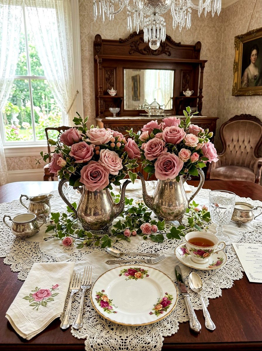 Vintage Rose Table Decor - 30 floral tablescape ideas
