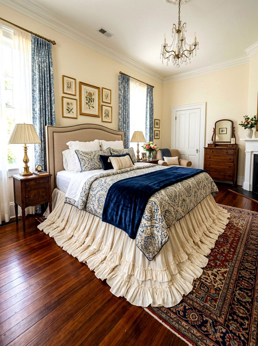 Vintage Ruffle Bed Skirt Primary Bedroom - 30 romantic ruffle bedroom ideas