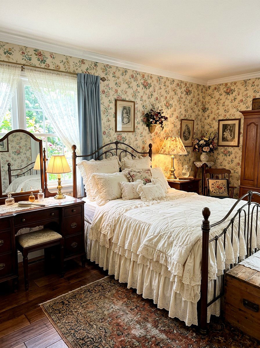 Vintage Ruffled Bedspread - 30 ruffled bedding bedroom ideas