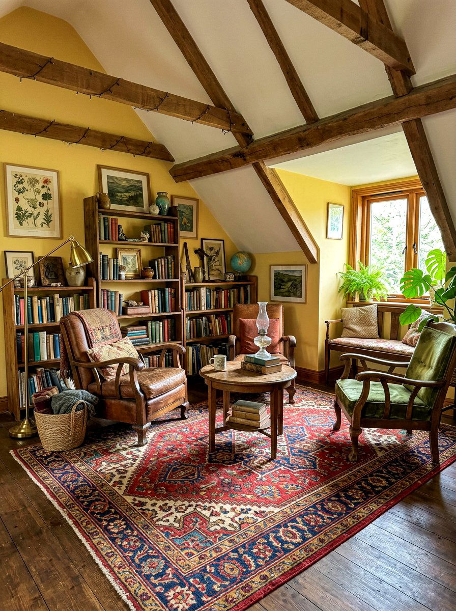 Vintage Rug Attic Lounge - 30 attic reading nook ideas