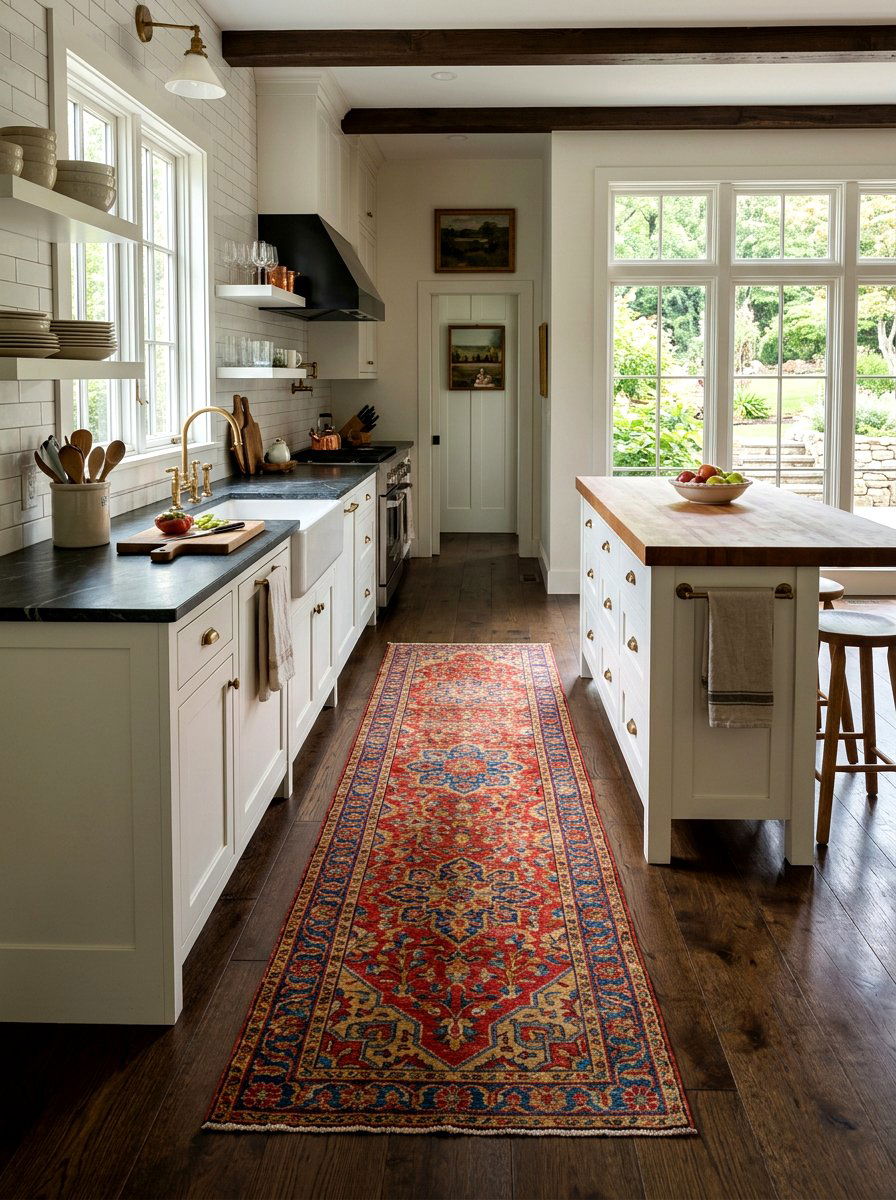 Vintage Rug Kitchen - 30 farmhouse kitchen ideas