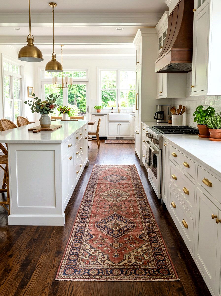 Vintage Rug Runner - 30 Nancy Meyers kitchen ideas