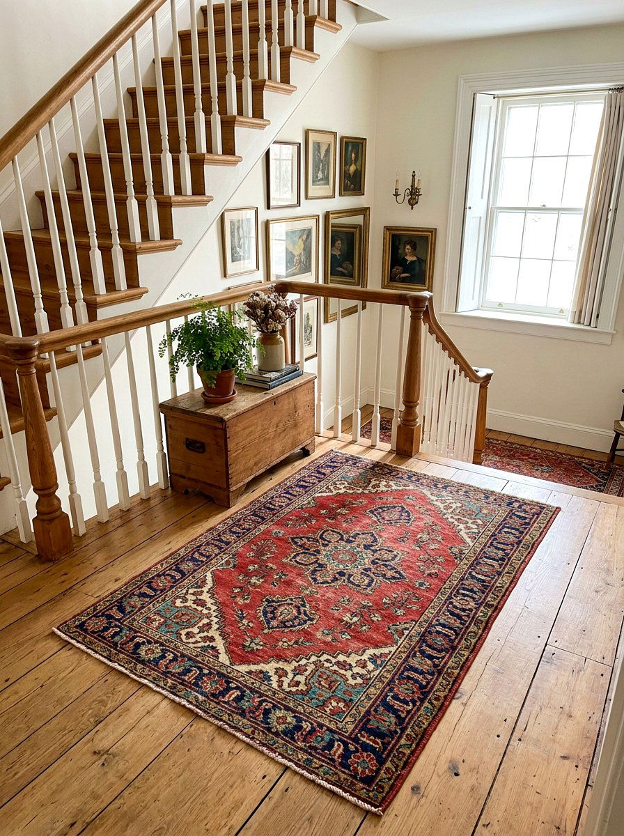 Vintage Rug - 30 staircase decor ideas
