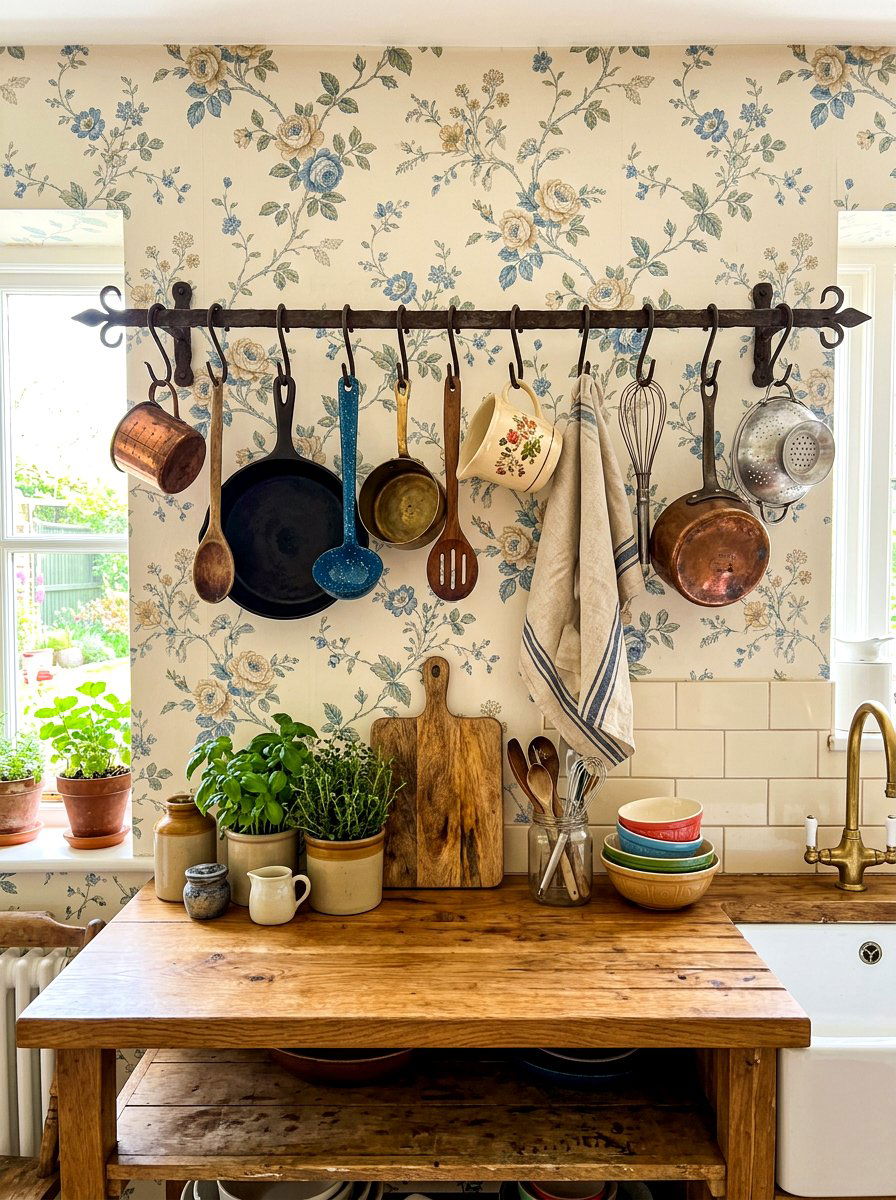 Vintage S Hook Wall Rack - 30 hanging pot rack ideas