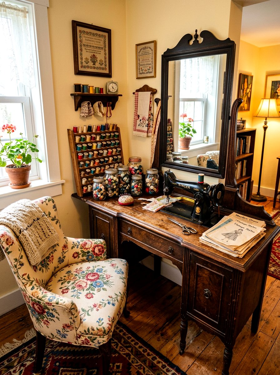 Vintage Sewing Nook - 30 sewing nook ideas