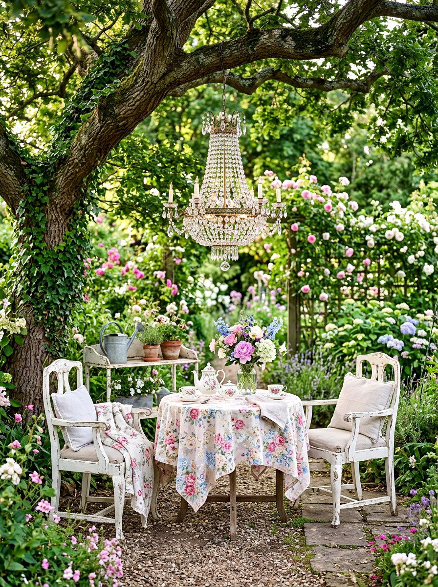 Vintage Shabby Chic - 30 outdoor dining area ideas