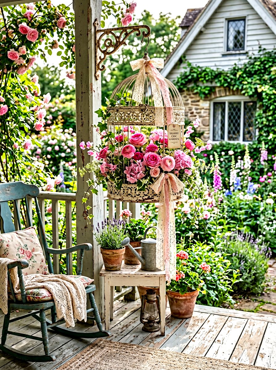 Vintage Shabby Chic Porch Planter - 30 porch ceiling planter ideas