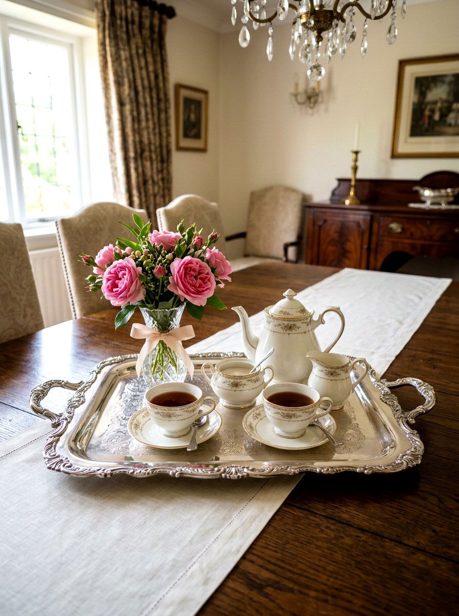 Vintage Silver Kitchen Table Tray - 30 kitchen table decor ideas