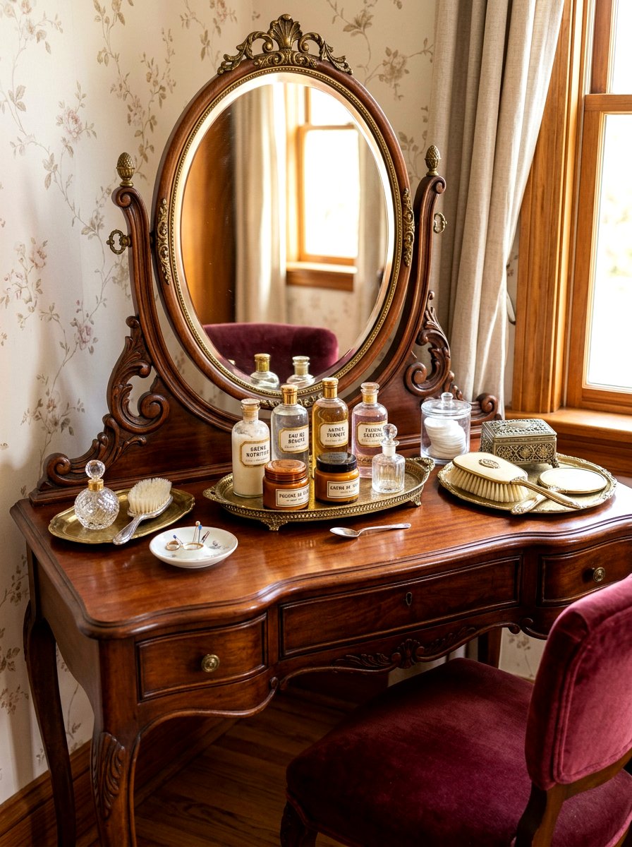 Vintage Skincare Vanity - 30 skincare station ideas