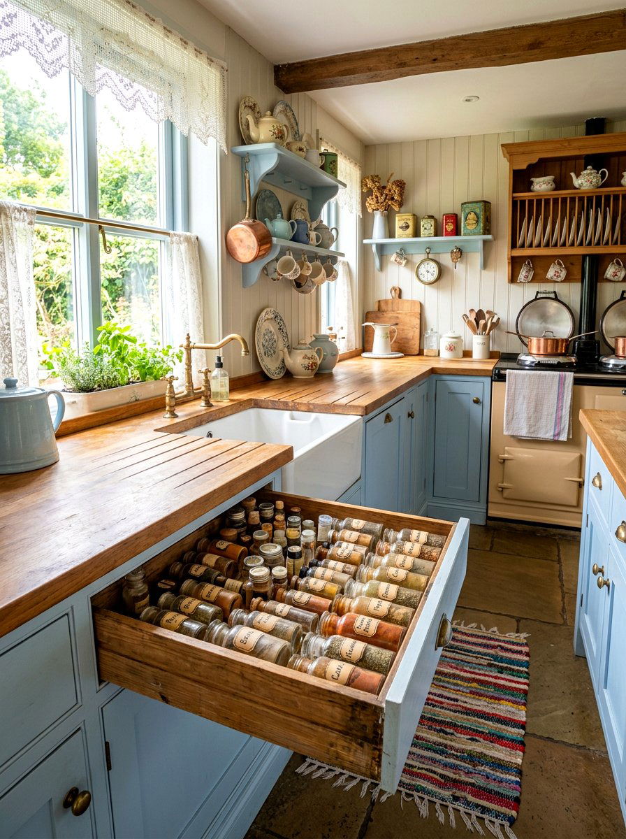 Vintage Spice Drawer - 30 spice drawer ideas