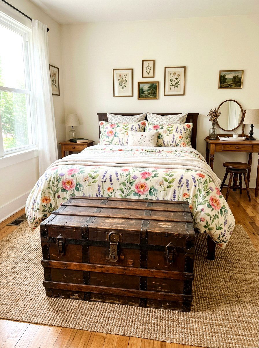 Vintage Storage Trunk - 30 cottagecore bedroom ideas