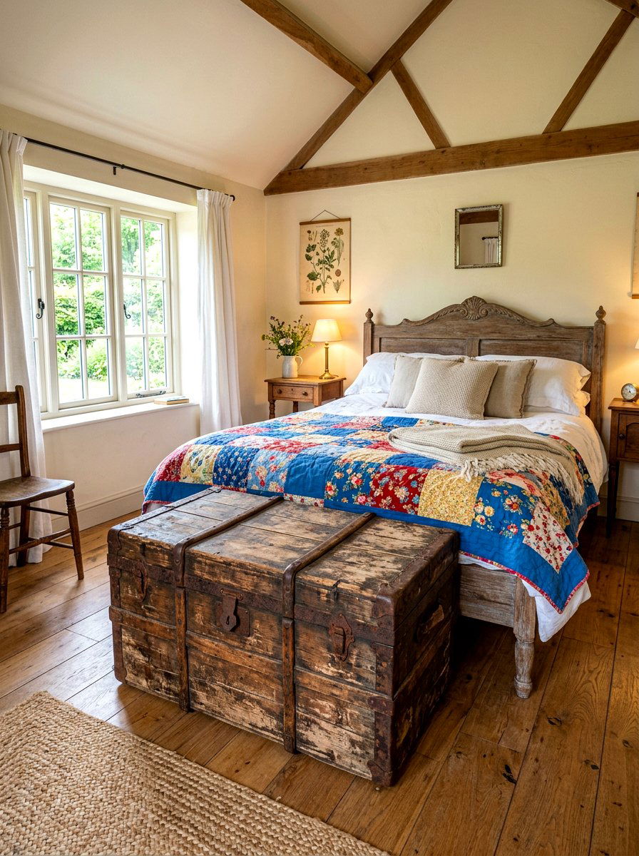Vintage Storage Trunk - 30 rustic bedroom ideas