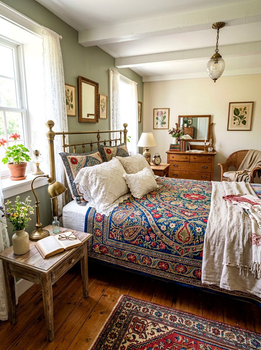 Vintage Style Bed - 30 layered bed styling ideas