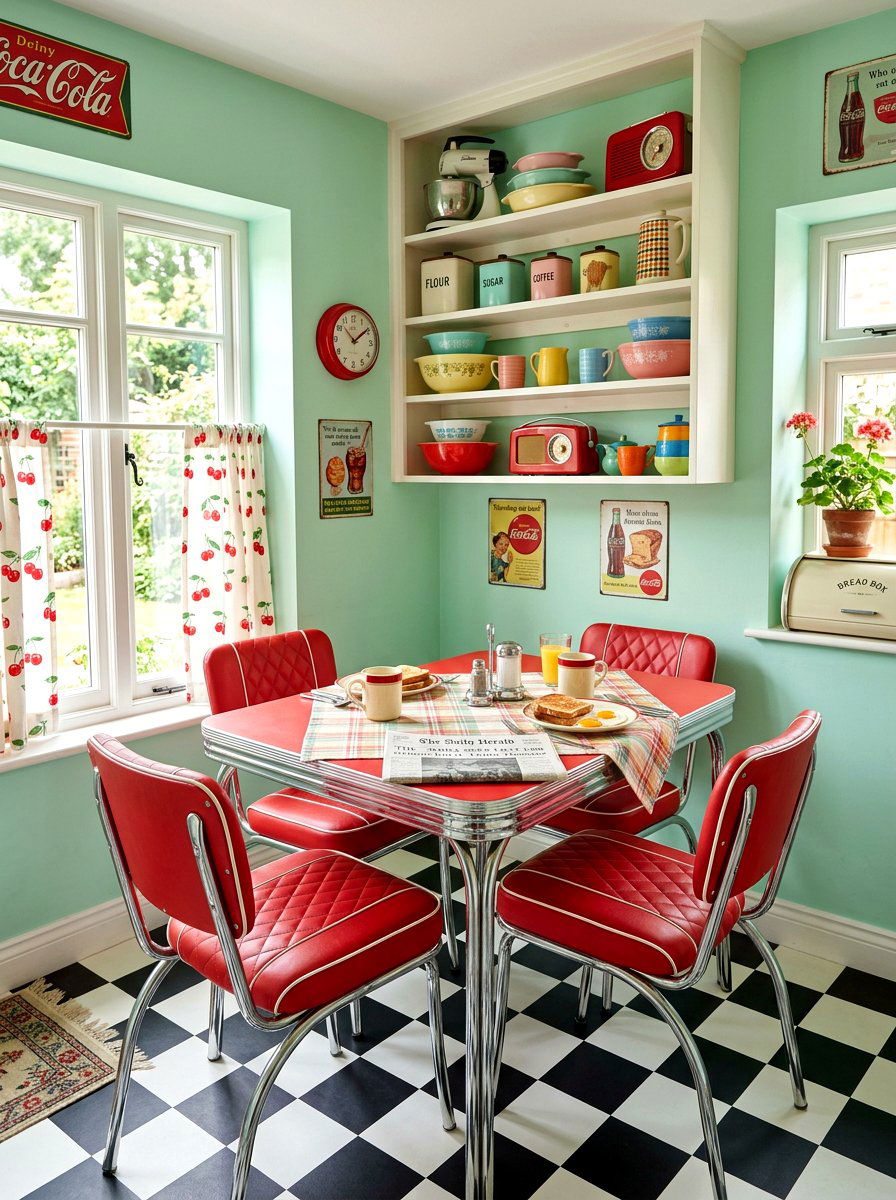 Vintage Style Breakfast Corner - 30 cozy breakfast corner ideas