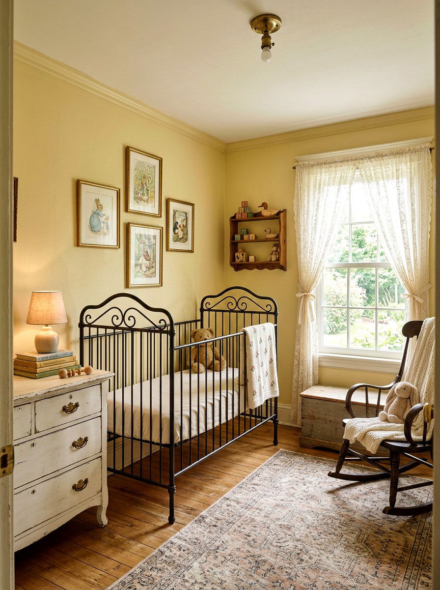 Vintage Style Butter Yellow Nursery - 30 butter yellow nursery ideas