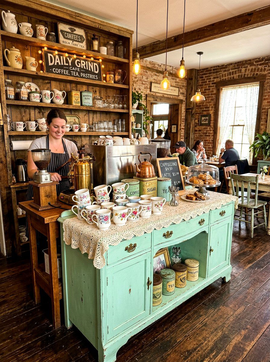 Vintage Style Coffee Bar - 30 kitchen coffee bar ideas