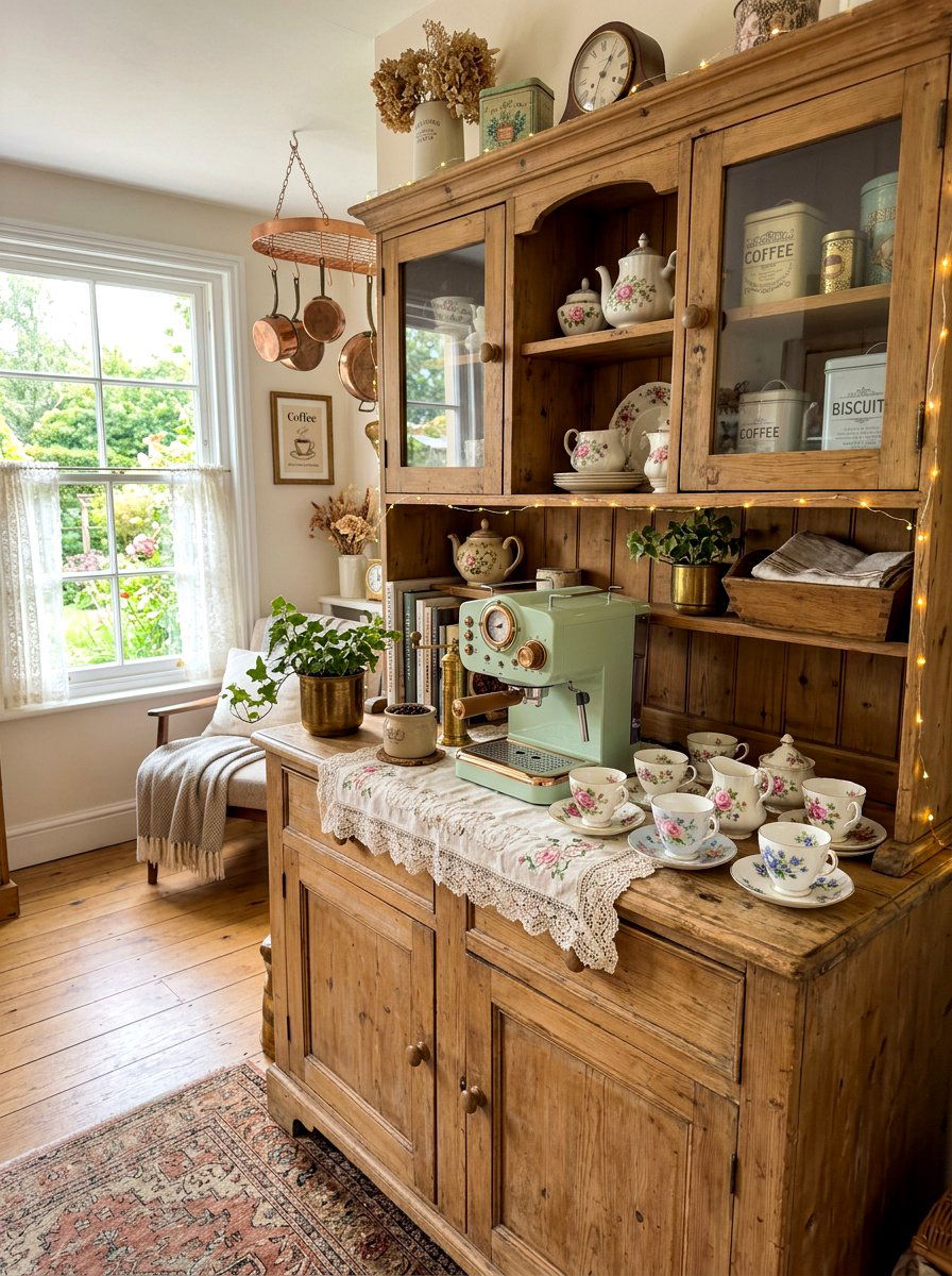 Vintage Style Coffee Nook - 30 coffee nook pantry ideas
