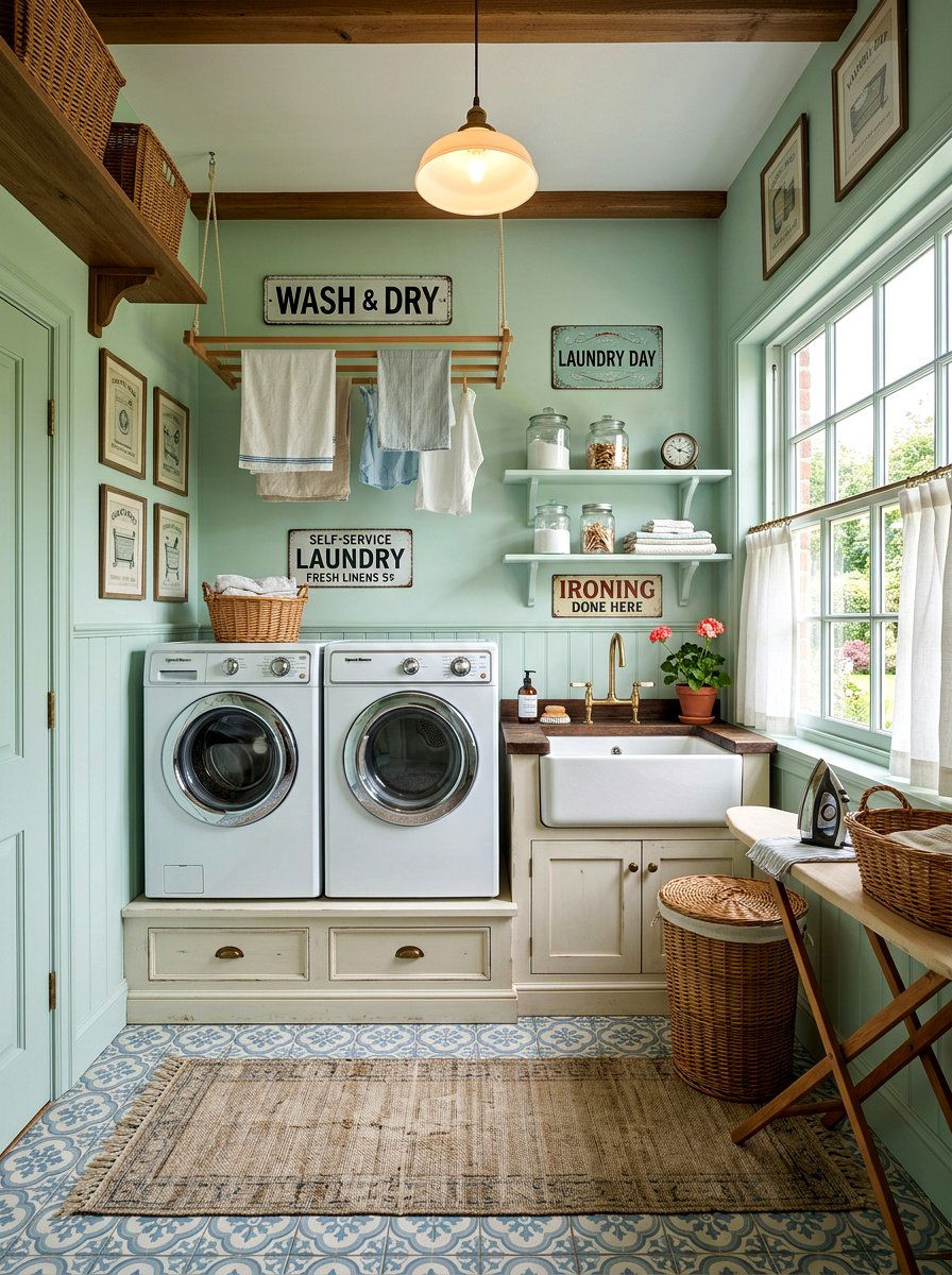 Vintage Style Laundry Area - 30 side by side laundry ideas