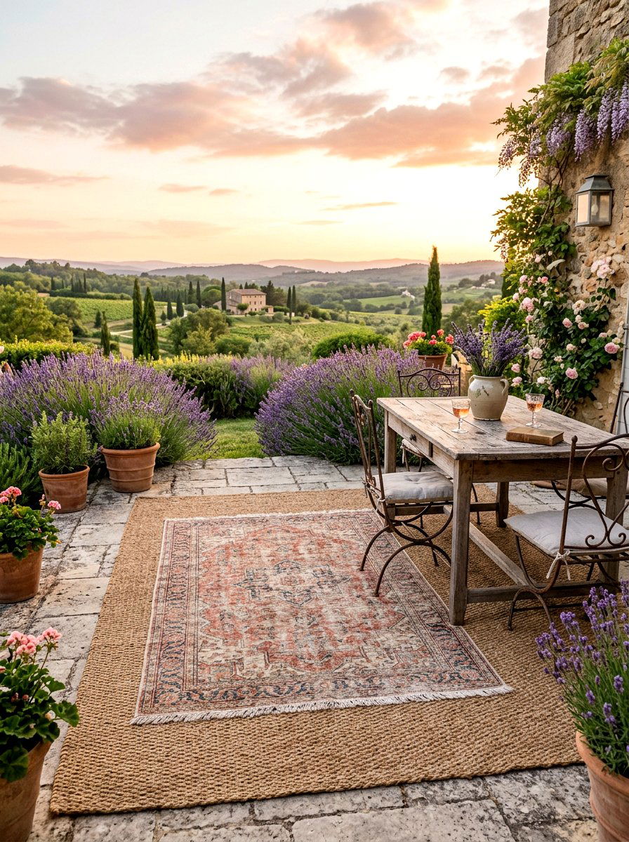 Vintage Style Layered Outdoor Rug - 30 outdoor rug layering ideas