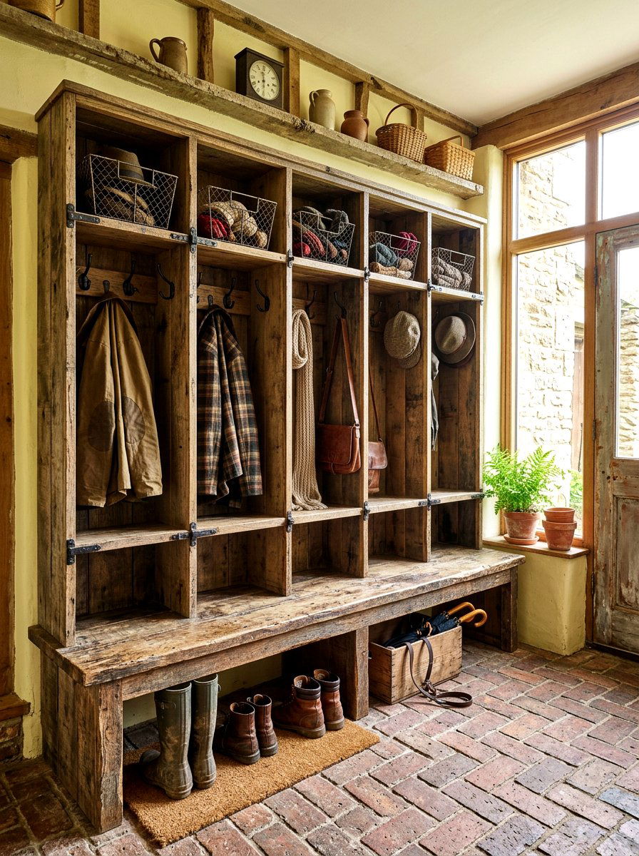 Vintage Style Mudroom Locker - 30 open mudroom shelving ideas