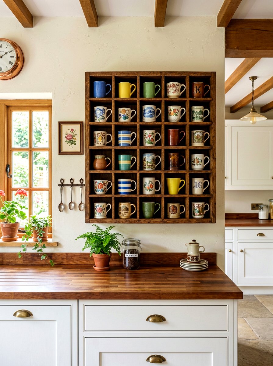 Vintage Style Mug Cubby - 30 coffee mug organizer ideas