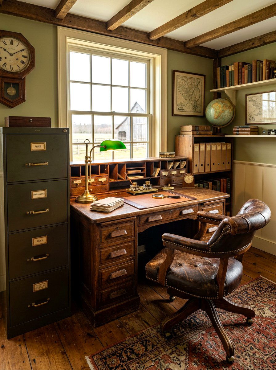 Vintage Style Office - 30 farmhouse home office ideas