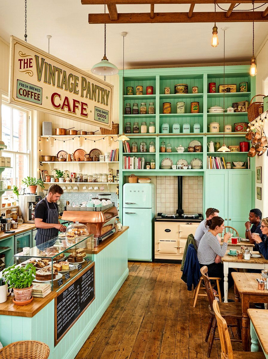 Vintage Style Pantry Cafe - 30 walk in pantry cafe ideas