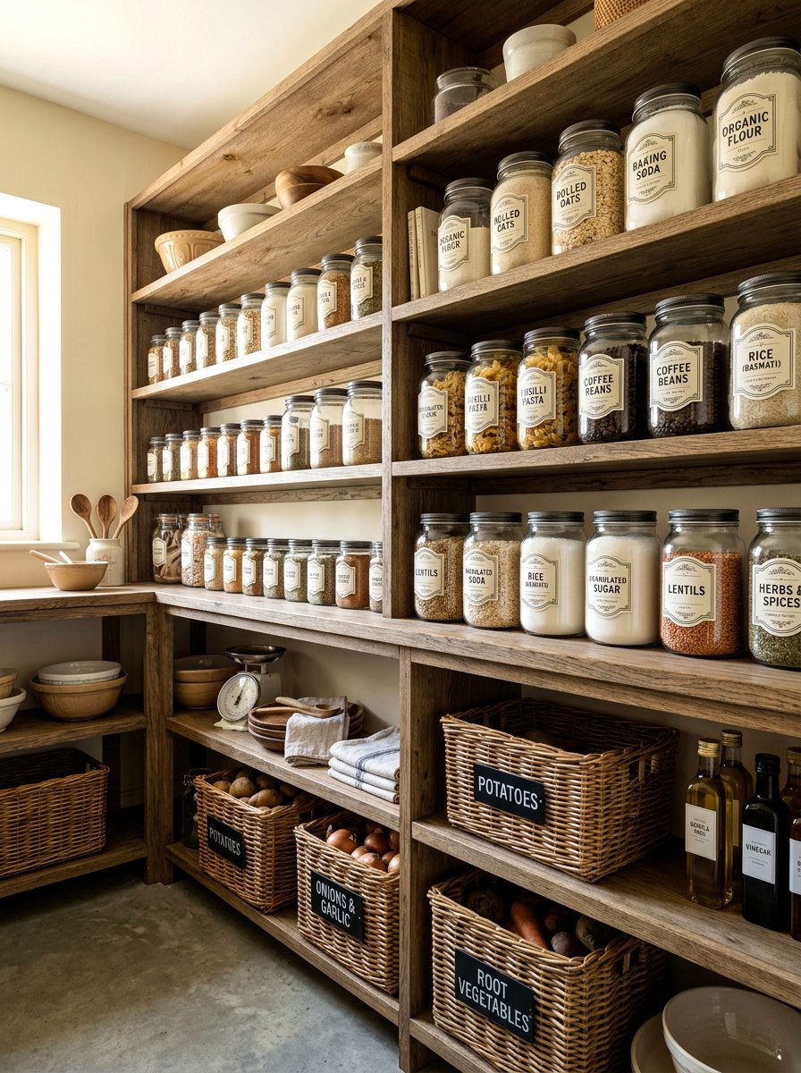 Vintage Style Pantry Labels - 30 farmhouse pantry ideas