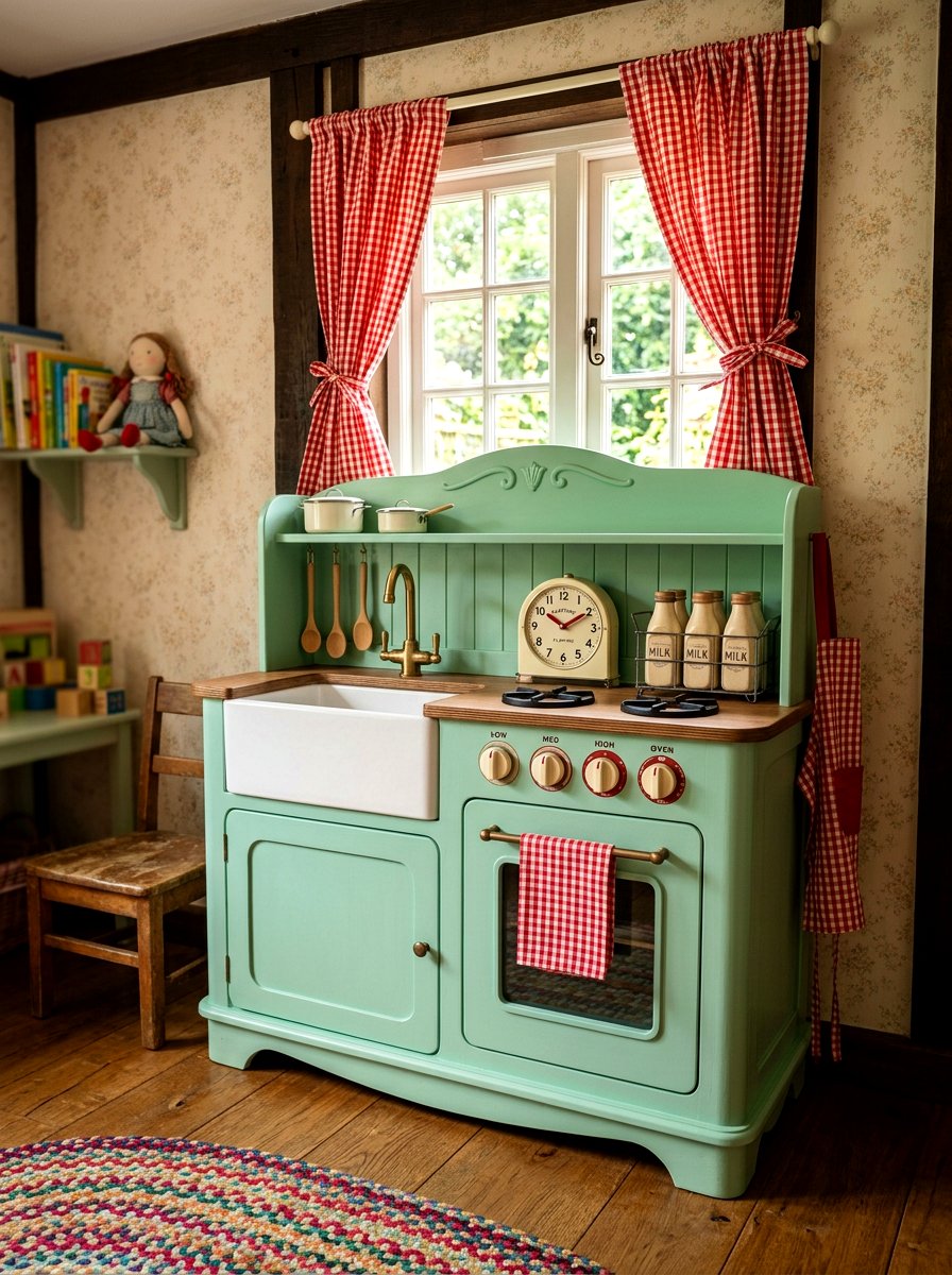 Vintage Style Play Kitchen - 30 play kitchen corner ideas
