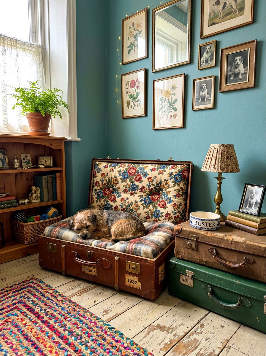 Vintage Suitcase Dog Bed Room - 30 dog bedroom decor ideas