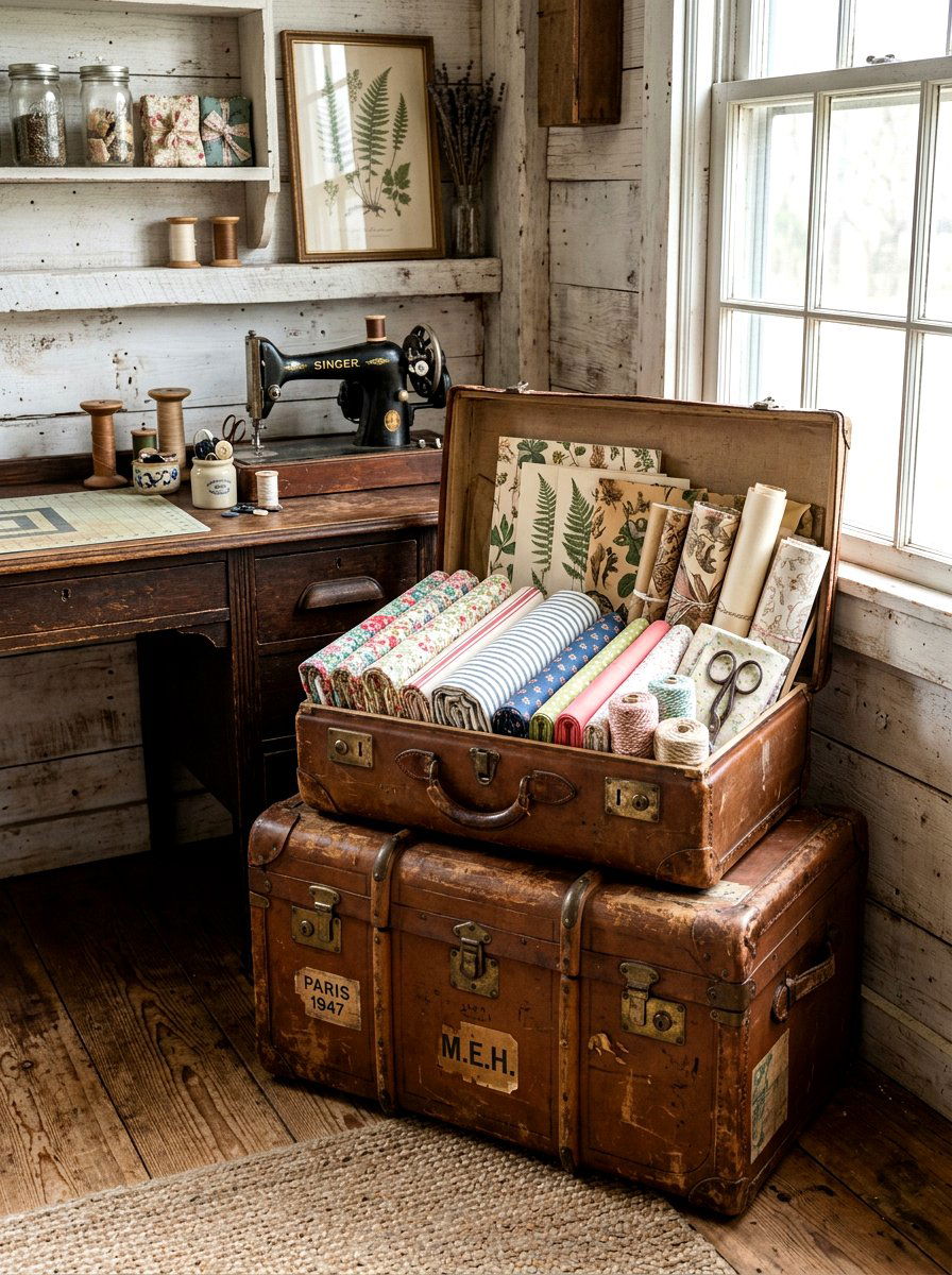 Vintage Suitcase Storage - 30 scrapbook storage ideas