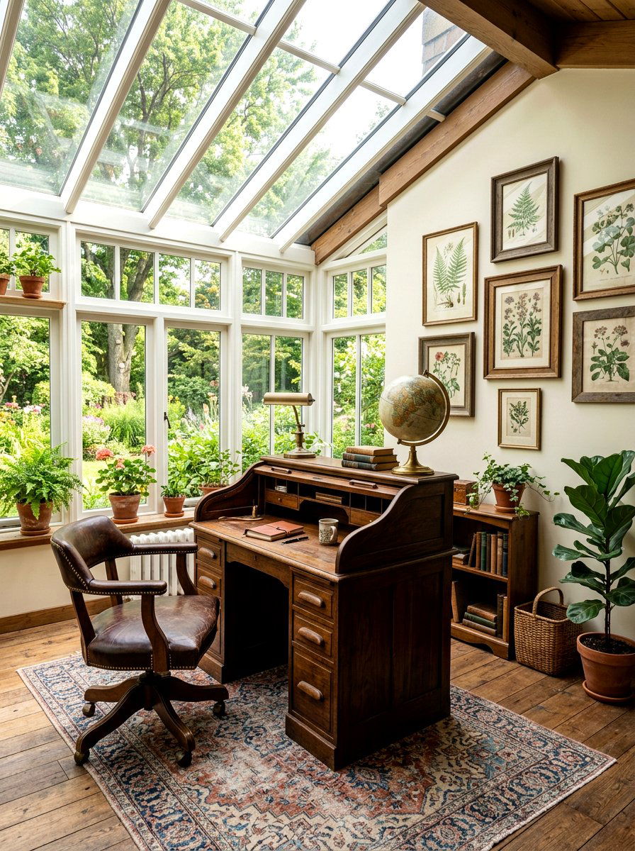 Vintage Sunroom Office - 30 sunroom office ideas