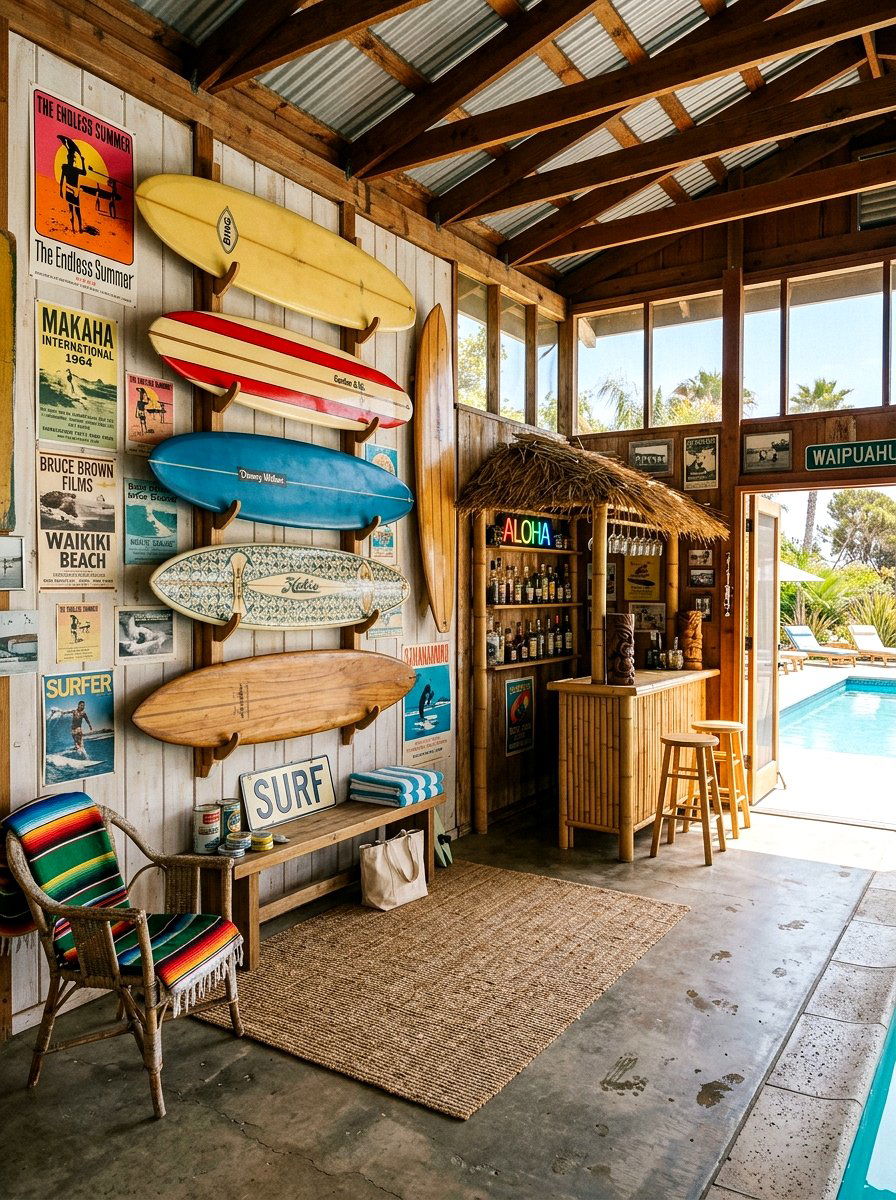 Vintage Surf Pool House - 30 pool house decor ideas