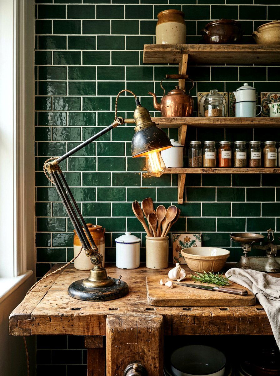 Vintage Task Kitchen Lamp - 30 moody lamp lit kitchen ideas