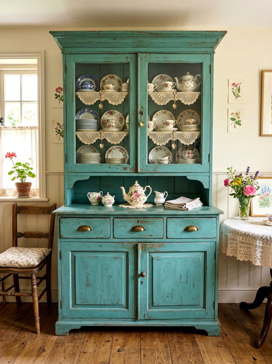 Vintage Tea Hutch - 30 tea station ideas