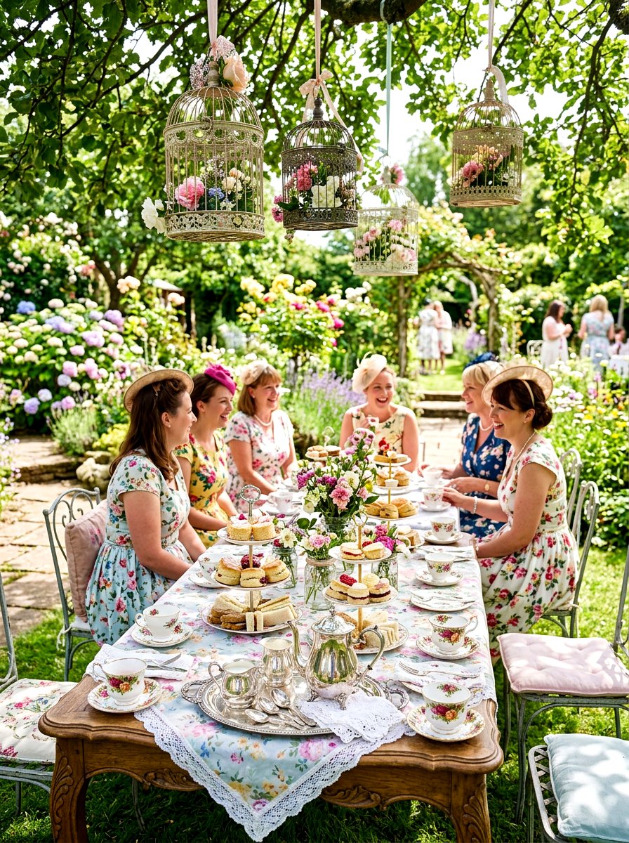 Vintage Tea Party Setup - 30 garden party tablescape ideas