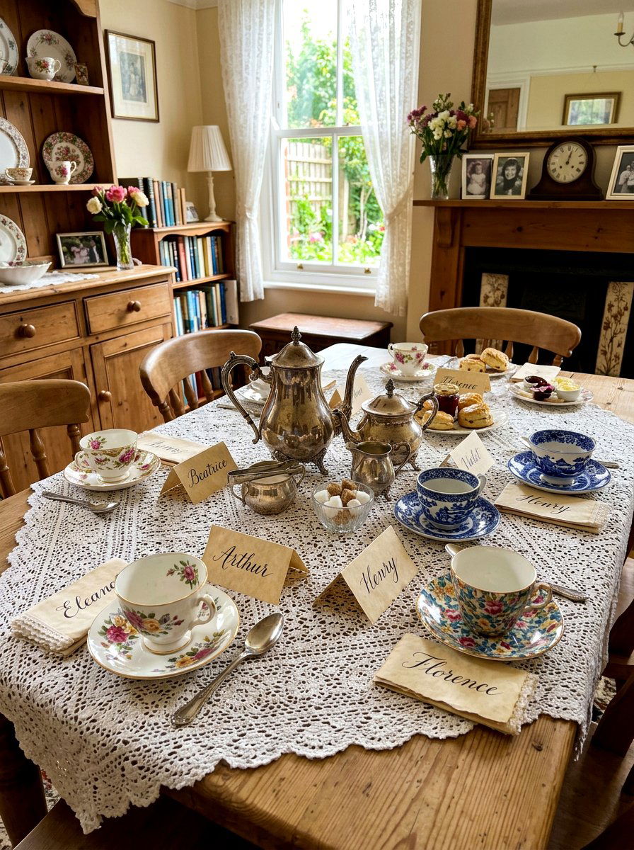 Vintage Tea Set - 30 brunch tablescape ideas