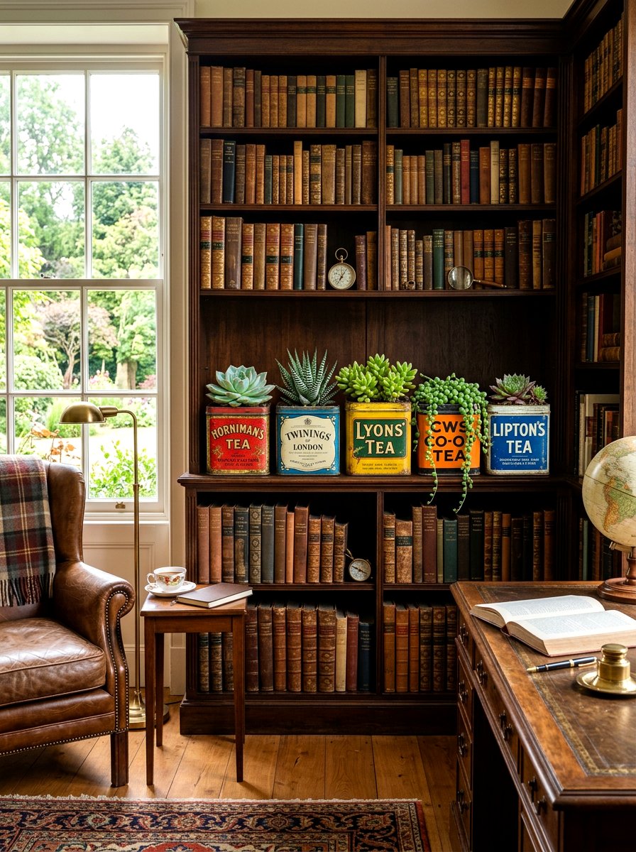 Vintage Tea Tins - 30 diy look planter ideas