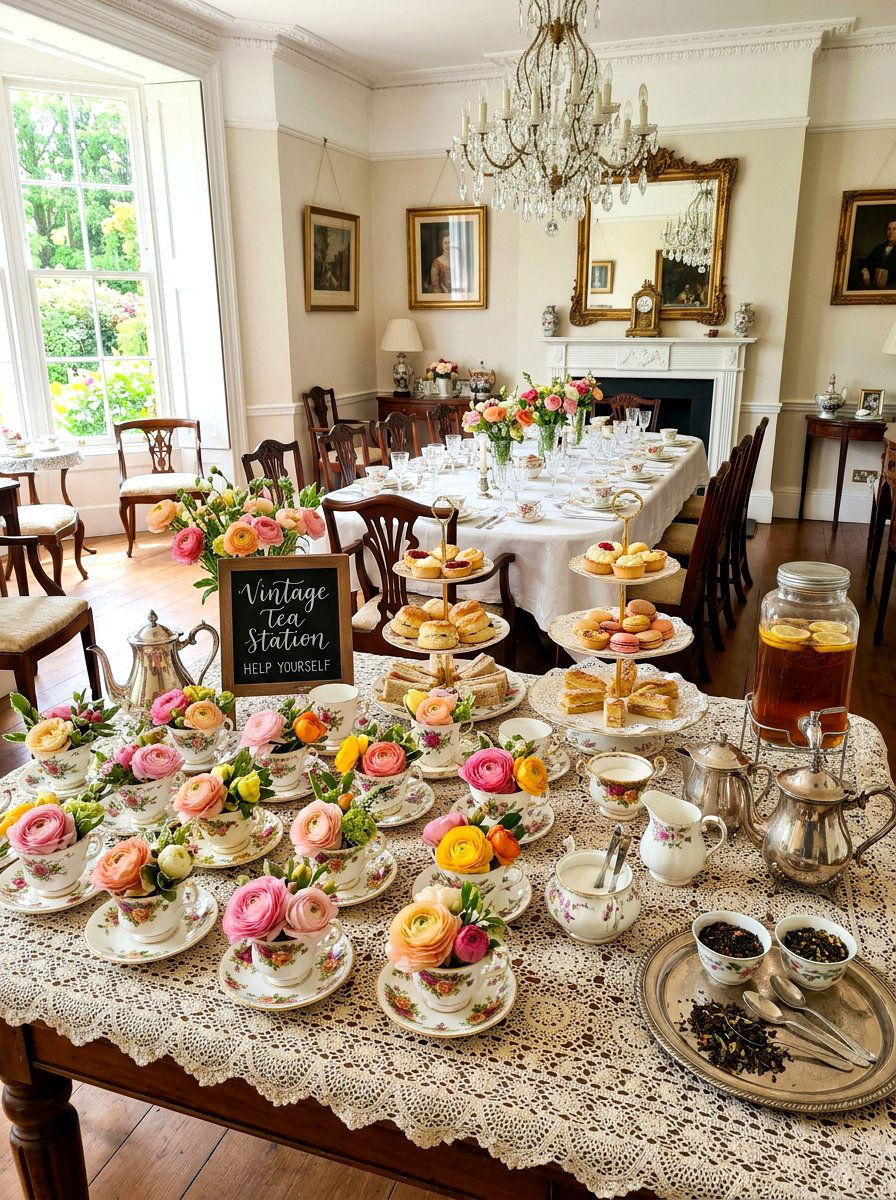 Vintage Teacup Arrangement - 30 flower arranging party ideas