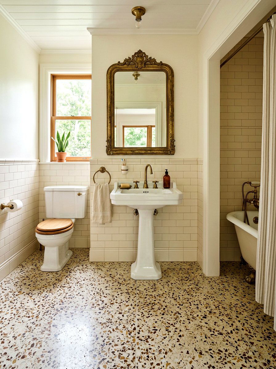Vintage Terrazzo Bathroom - 30 terrazzo floor bathroom ideas
