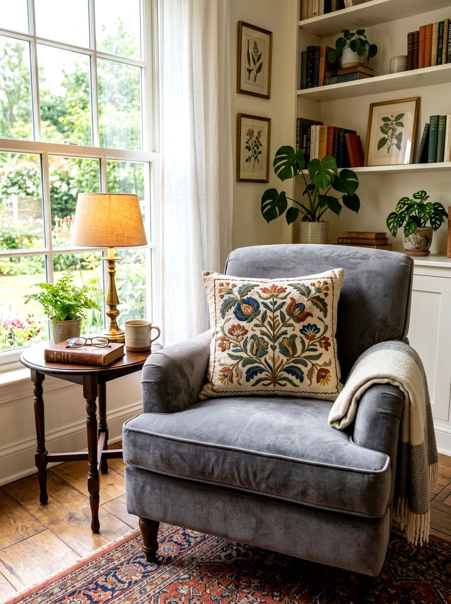Vintage Textile Pillow - 30 thrifted decor styling ideas