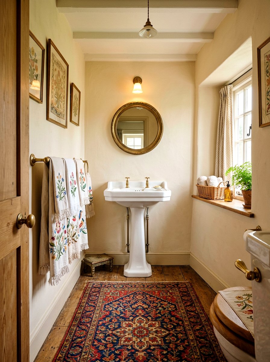 Vintage Textile Powder Room - 30 vintage powder room ideas