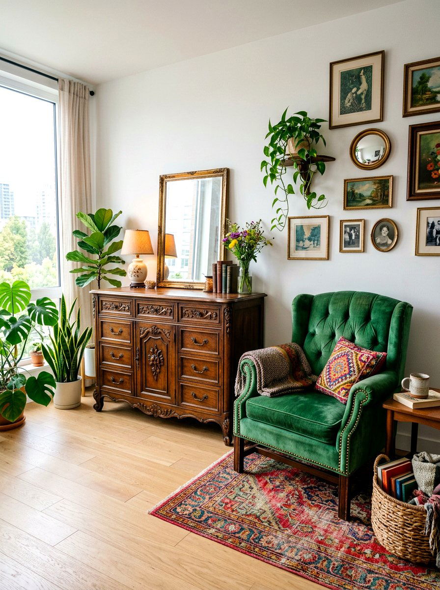 Vintage Thrifted Furniture - 30 collected apartment decor ideas