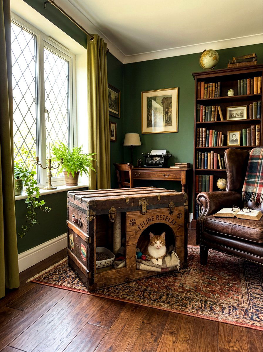Vintage Trunk Cat Box - 30 hidden litter area ideas aesthetic